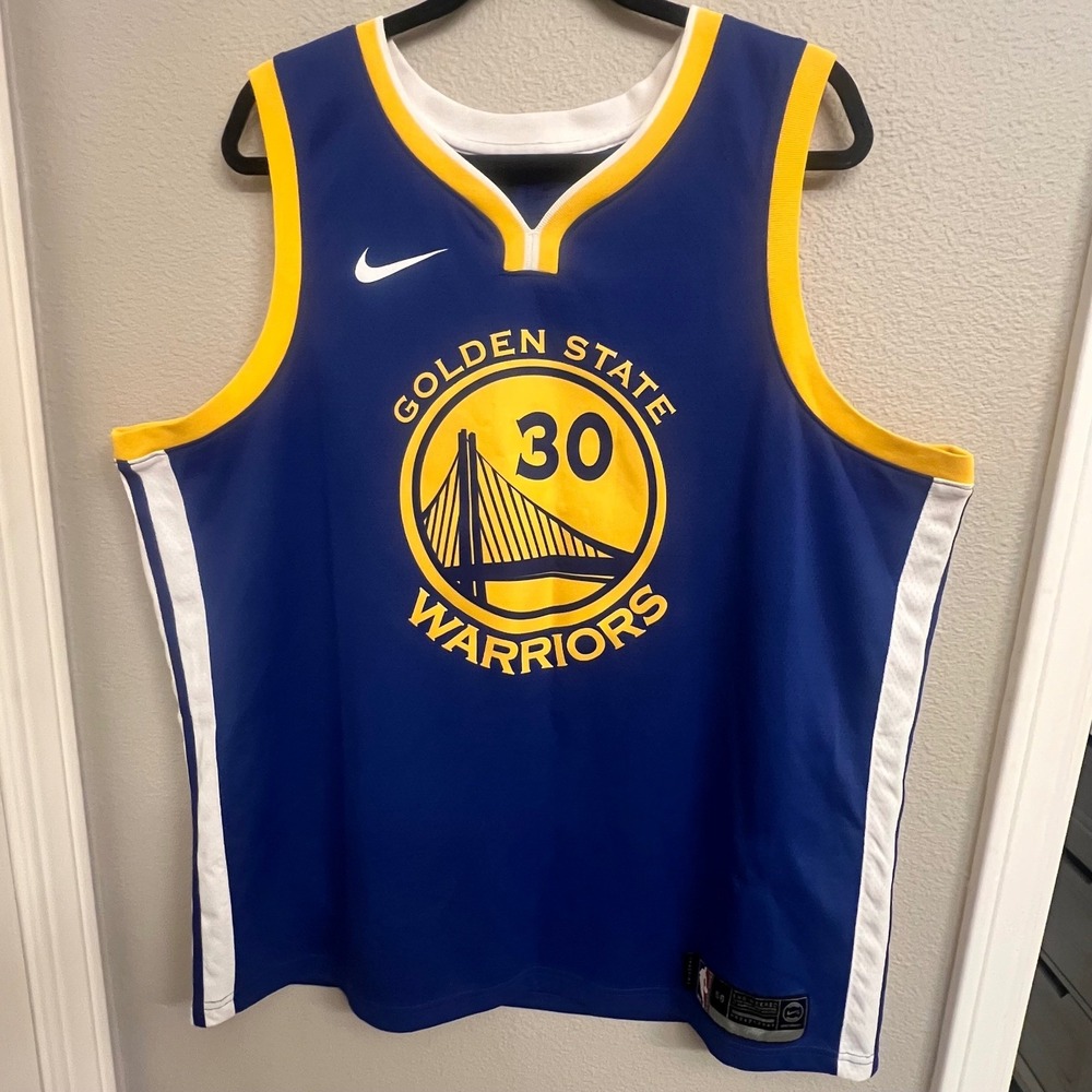 Nike Golden State Warriors Stephen Curry 30 Swingman Jersey Blue Mens 56 2XL